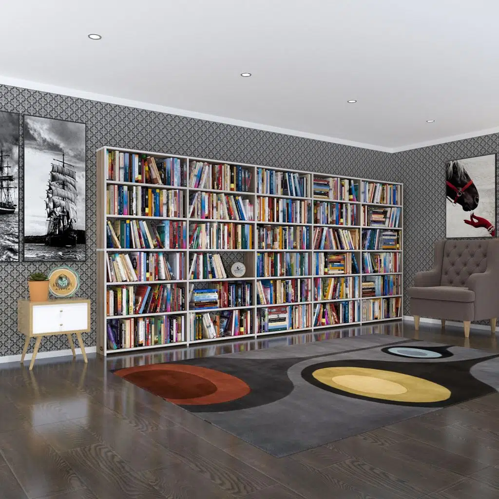 Kenzlife kitaplık süper ga crd 180*400*19 6 katlı 5 bölme çift bölme opsiyonlu ofis mutfak banyo dolabı arkalıksız
