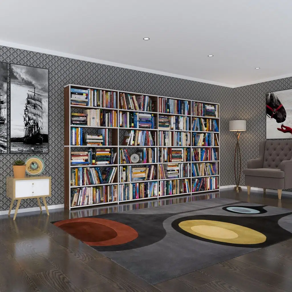 Kenzlife kitaplık süper ga cvz 180*320*19 6 katlı 4 bölme çift bölme opsiyonlu ofis mutfak banyo dolabı arkalıksız