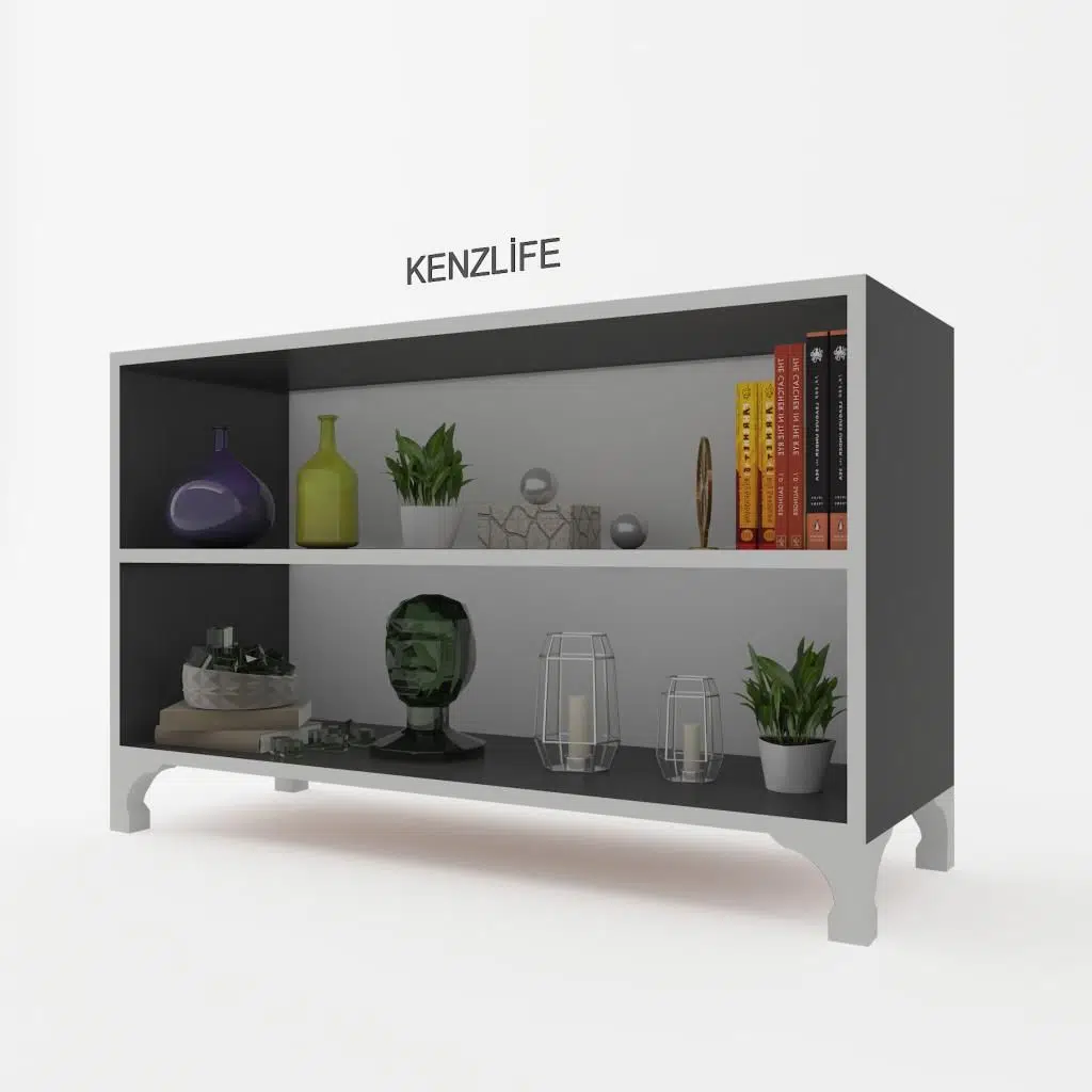 Kenzlife kitaplık tuğçe 068*090*020 gri ayaklı mutfak dolabı banyo ofis ayakkabılık kiler