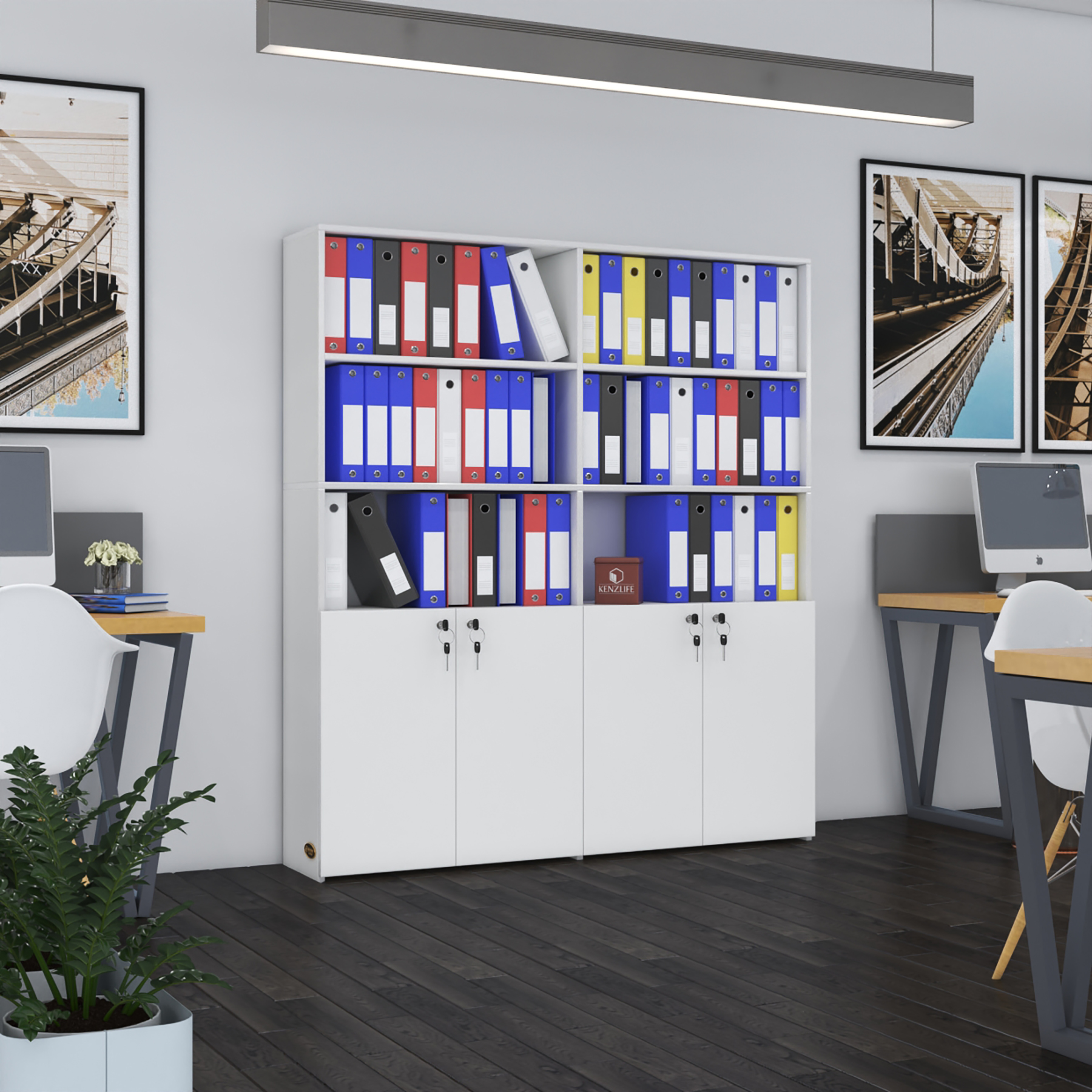 Kenzlife klasör dolabı kilitli ılgar byz 175*160*30 klasörlük kitaplık ofis arkalıksız