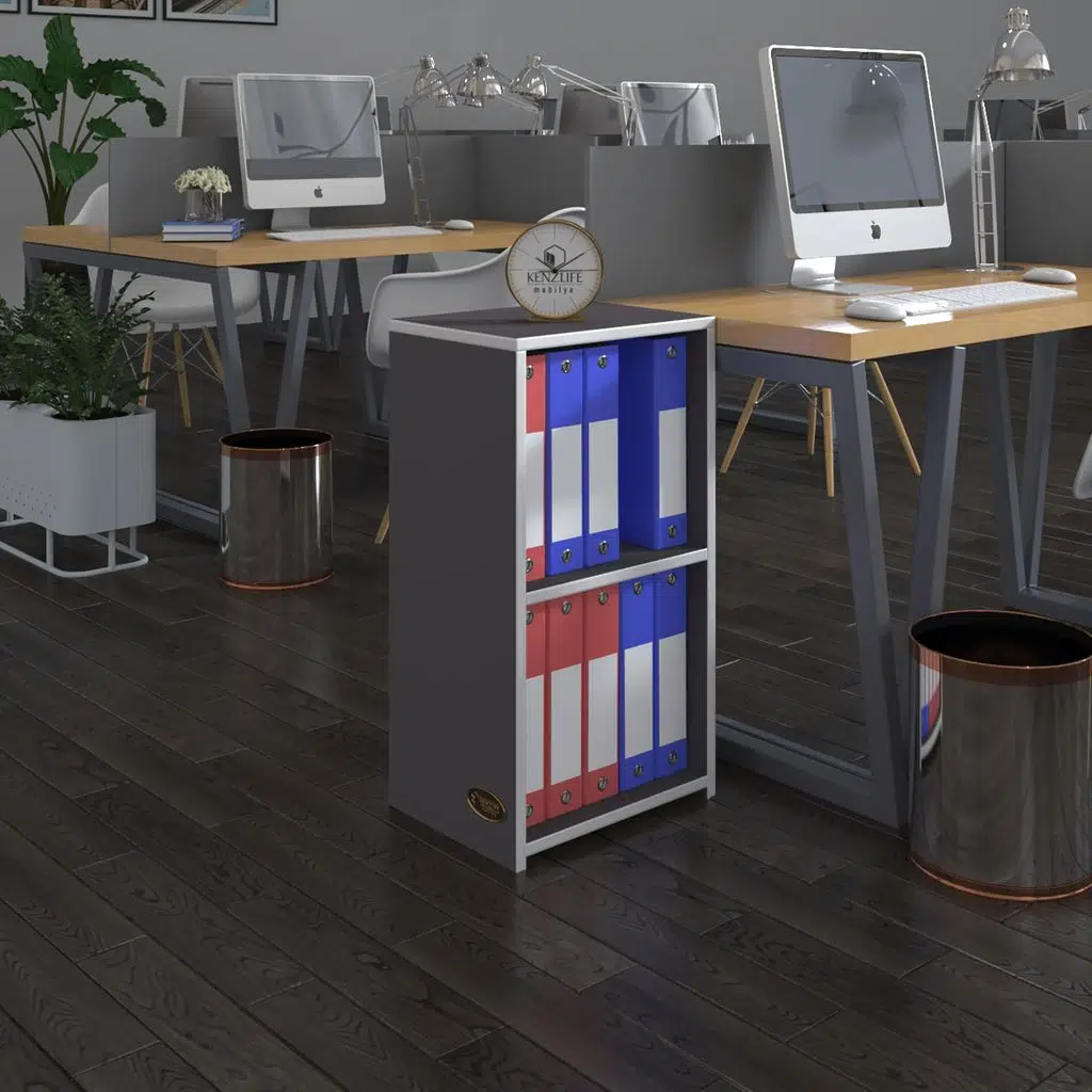 Kenzlife klasörlük raflı attila gri 70*40*30 kitaplık ofis arkalıksız
