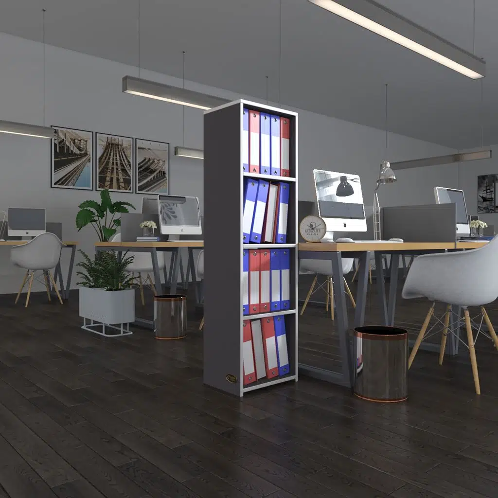 Kenzlife klasörlük raflı börteçin gri 140*40*30 kitaplık ofis arkalıksız