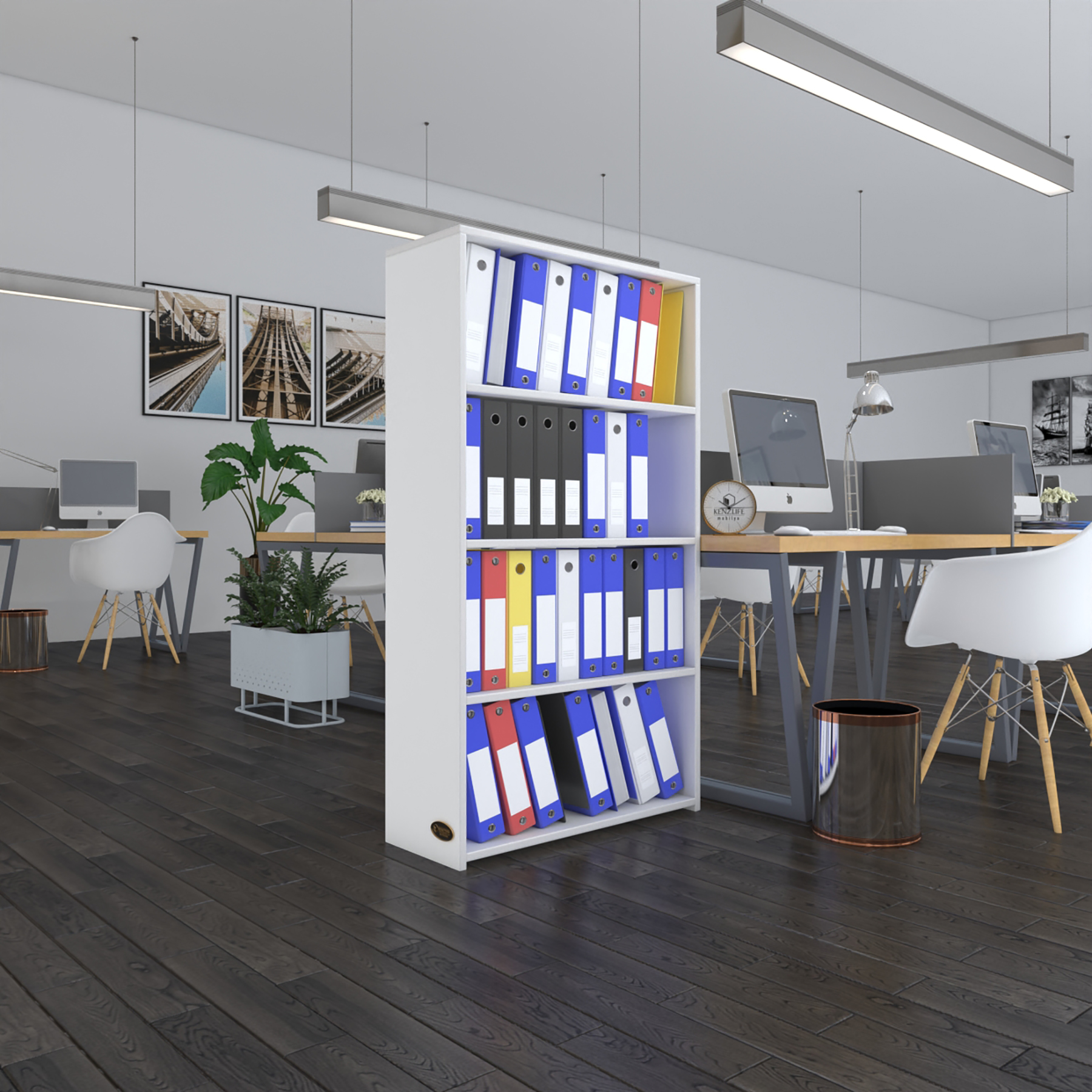 Kenzlife klasörlük raflı erlinay byz 140*80*30 kitaplık ofis arkalıksız