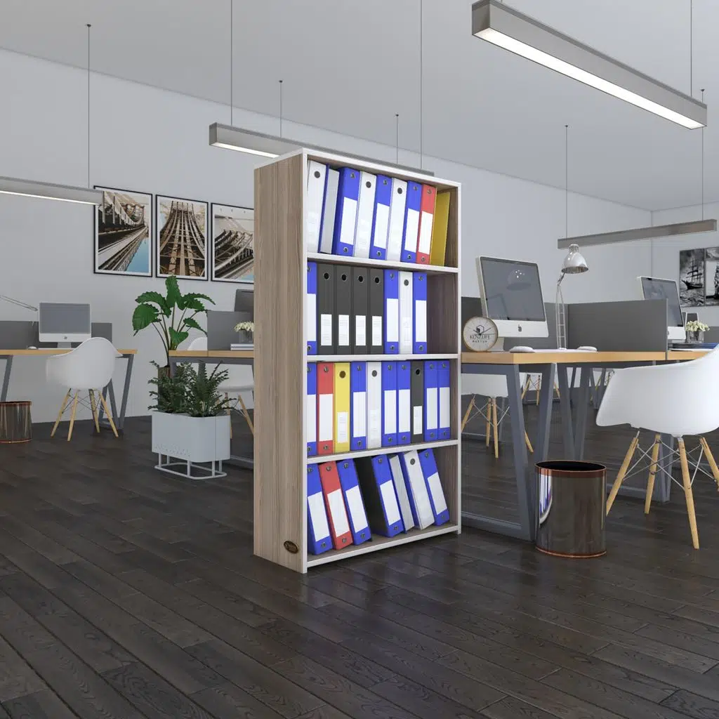 Kenzlife klasörlük raflı erlinay crd 140*80*30 kitaplık ofis arkalıksız