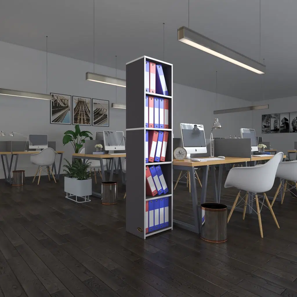 Kenzlife klasörlük raflı kutadgu gri 175*40*30 kitaplık ofis arkalıksız