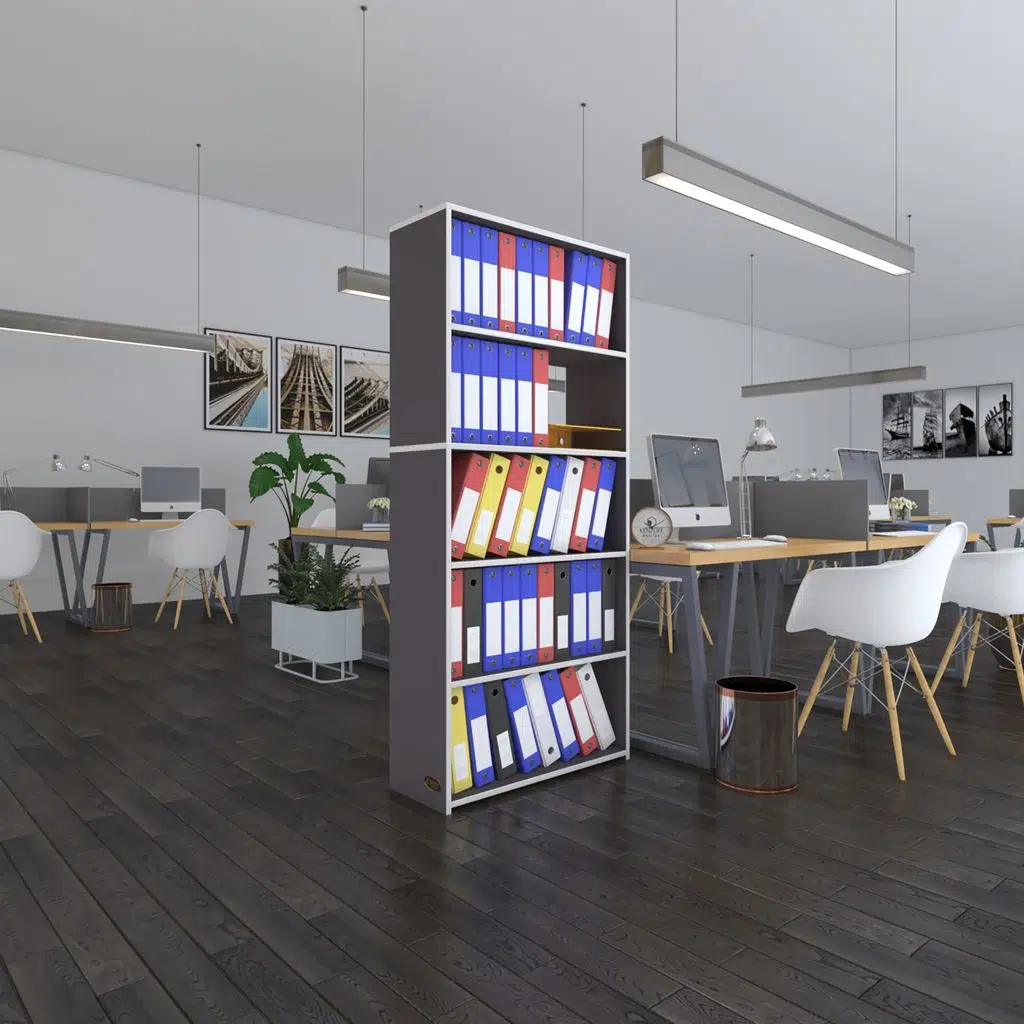 Kenzlife klasörlük raflı rona gri 175*80*30 kitaplık ofis arkalıksız