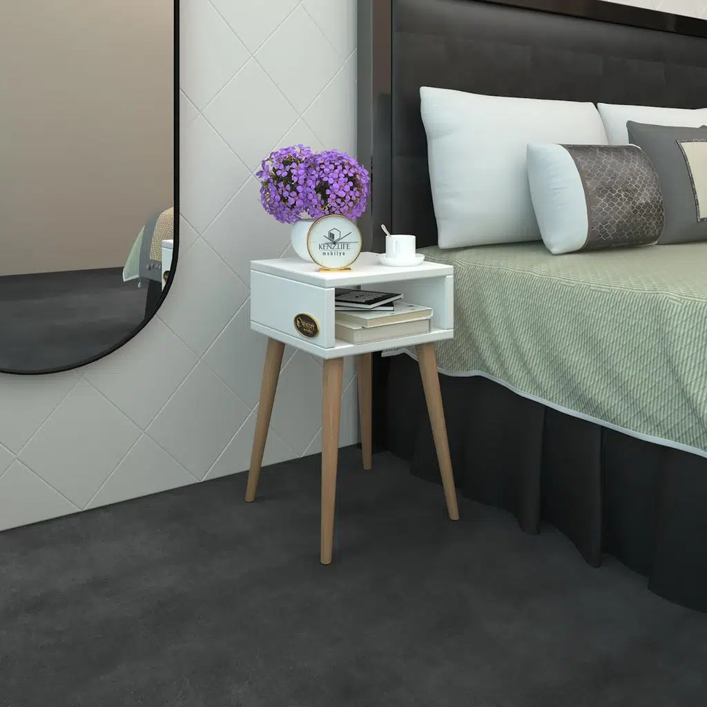 Kenzlife komodin antero byz 60*40*40 ahşap ayaklı komidin kitaplık