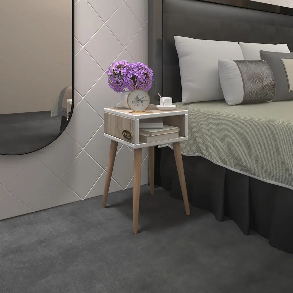 Kenzlife komodin antero crd 60*40*40 ahşap ayaklı komidin kitaplık