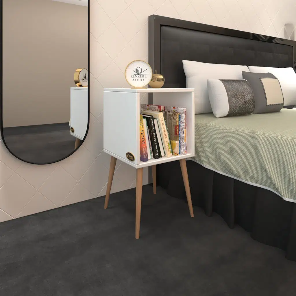 Kenzlife komodin biterge byz 74*39*39 ahşap ayaklı komidin kitaplık(m)