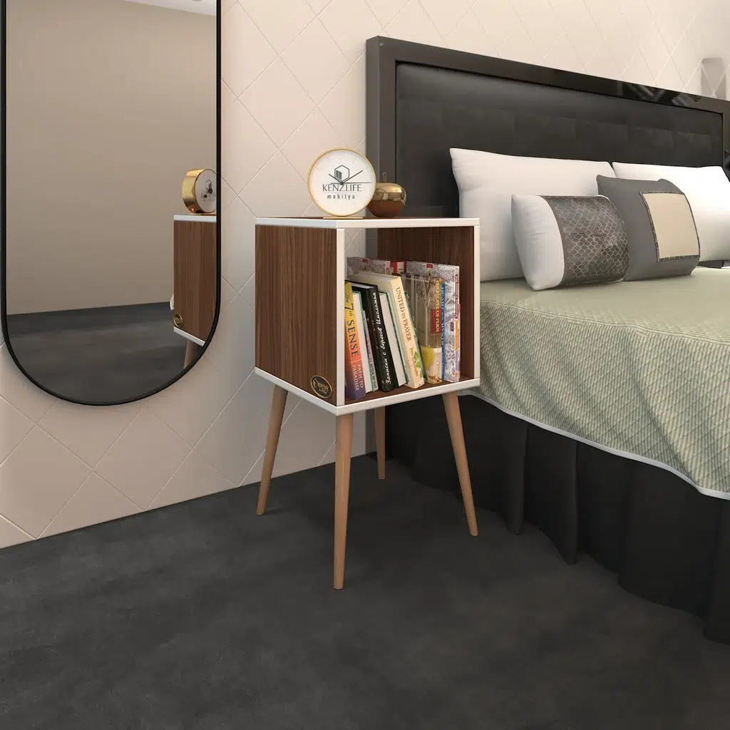 Kenzlife komodin biterge cvz 74*39*39 ahşap ayaklı komidin kitaplık