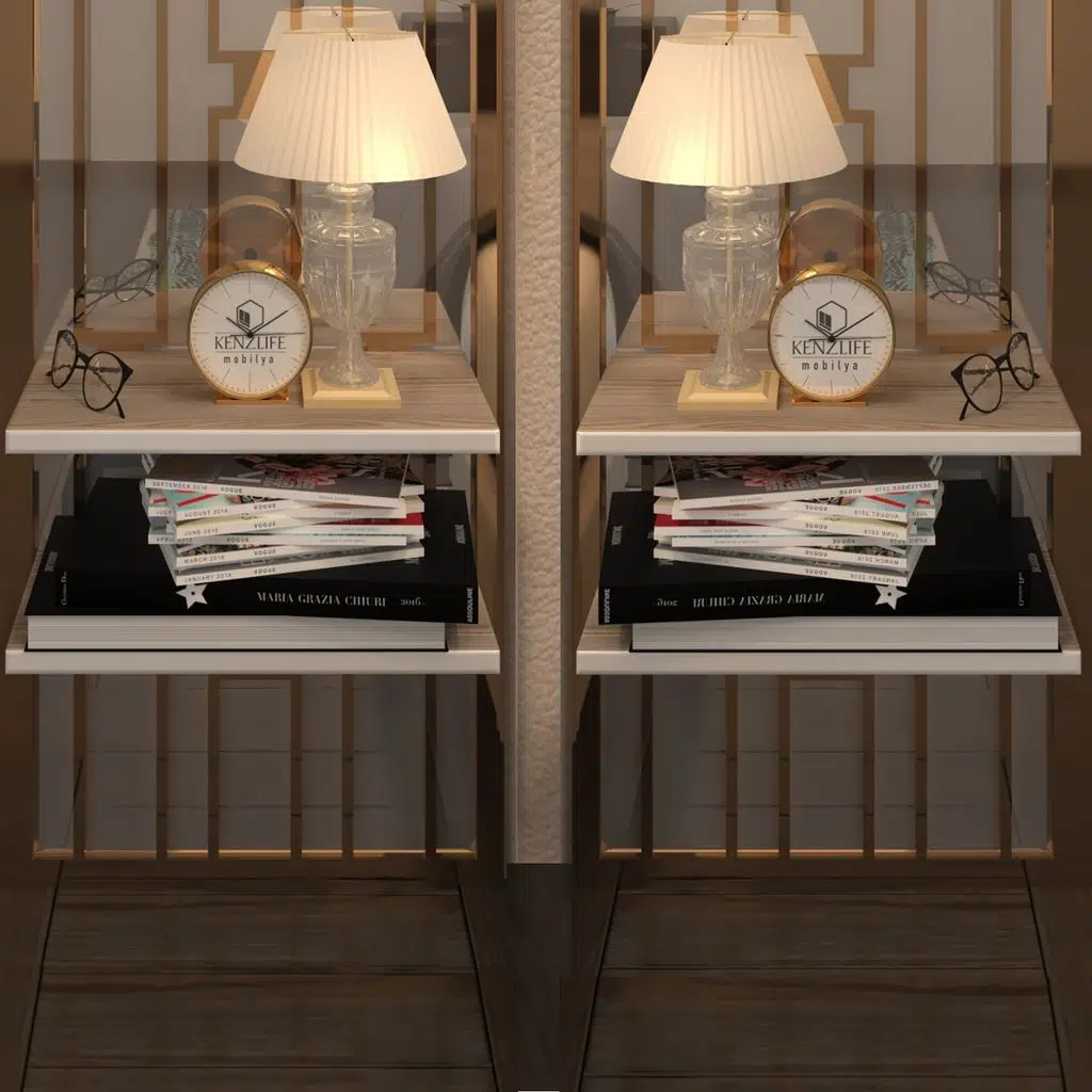 Kenzlife komodin guiseppe 2 li set crd komidin 39*19 2 parça duvara monte askı aparatlı (mng)