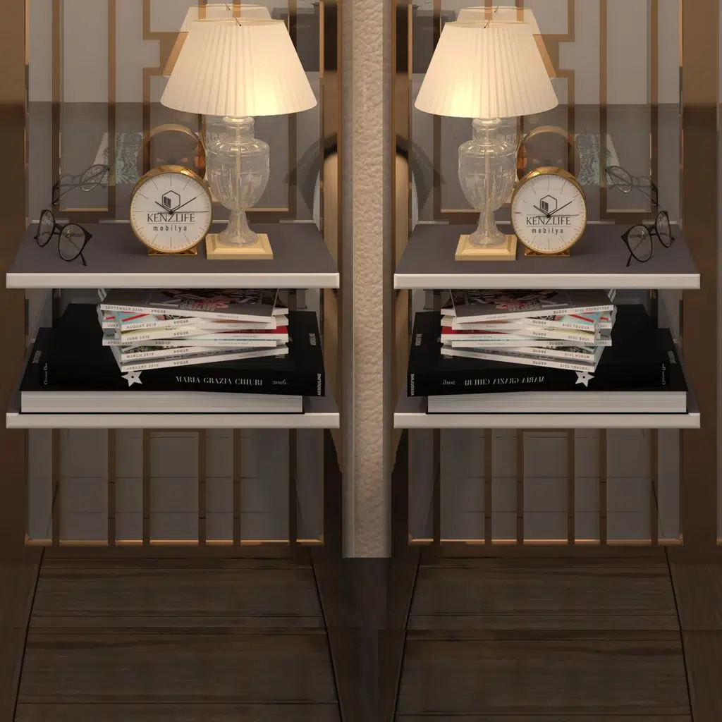 Kenzlife komodin guiseppe 2 li set gri komidin 39*19 2 parça duvara monte askı aparatlı (mng)