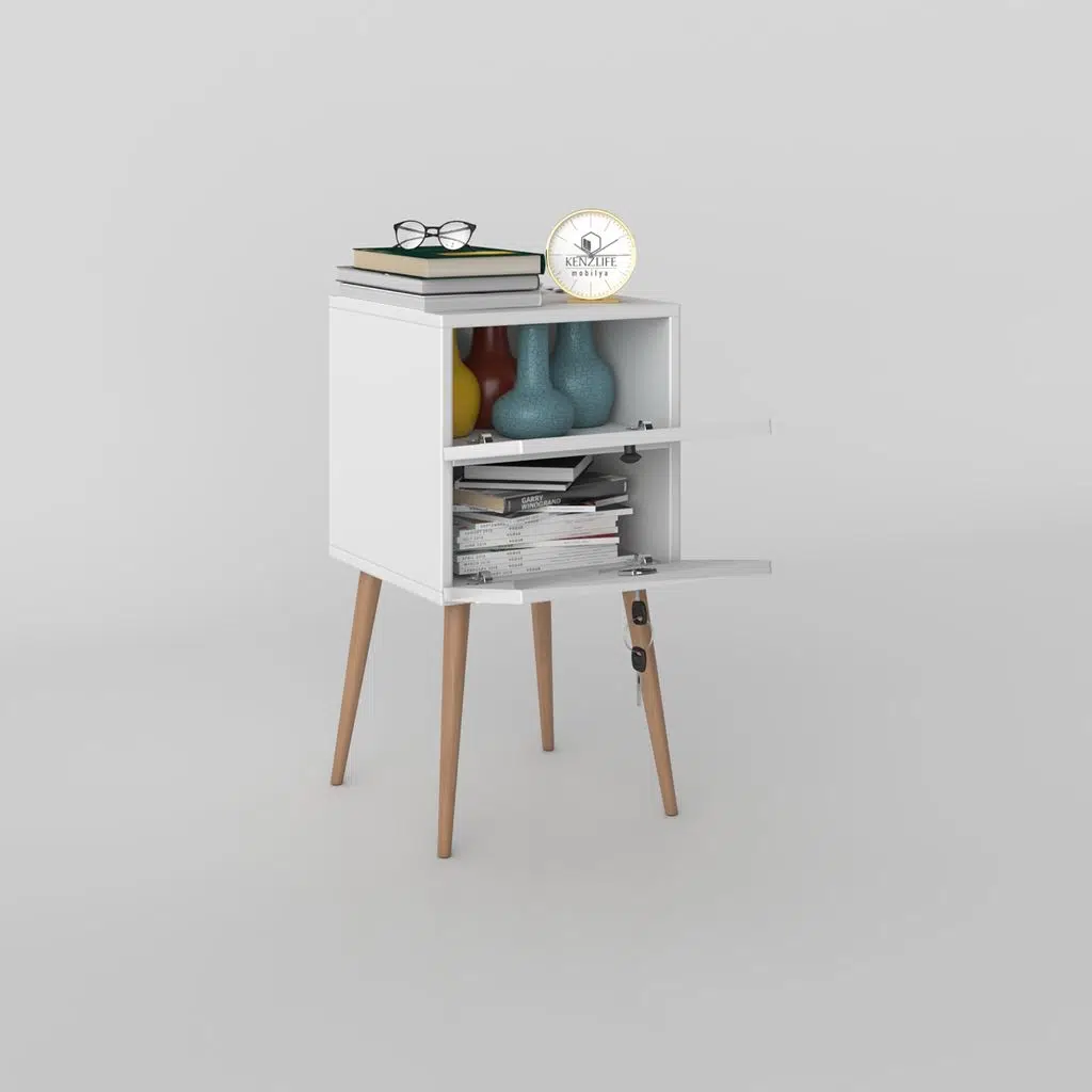 Kenzlife komodin kilitli sakura byz 74*39*39 komidin ahşap ayaklı kitaplık ayakkabılık kapaklı arkalıklı