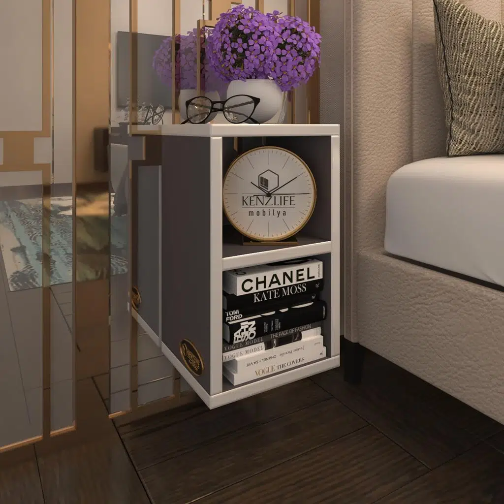 Kenzlife komodin likka gri 50*40*40 duvara asılabilen komidin kitaplık