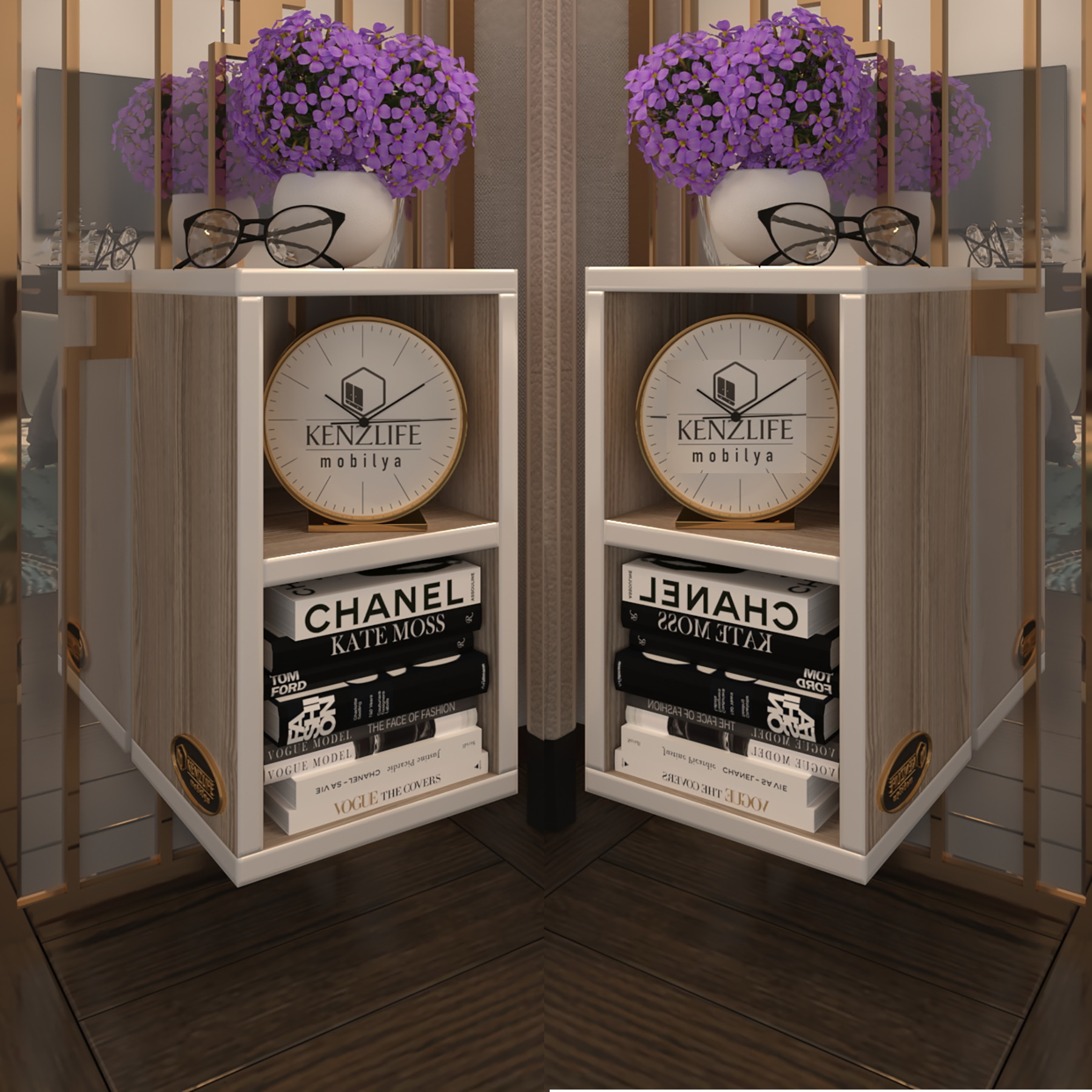 Kenzlife komodin lothario 2 li set crd komidin 42*20*19 duvara monte askı aparatlı (mng)