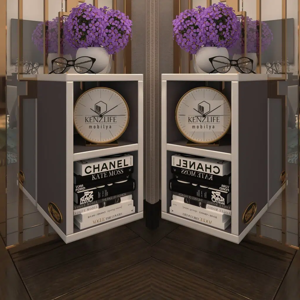 Kenzlife komodin lothario 2 li set gri komidin 42*20*19 duvara monte askı aparatlı (mng)