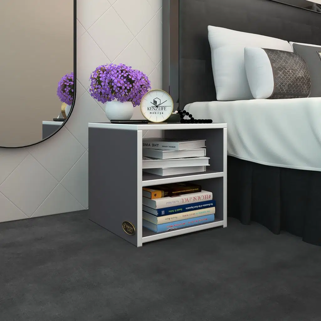 Kenzlife komodin meydey gri 39*39*39 komidin kitaplık ayakkabılık