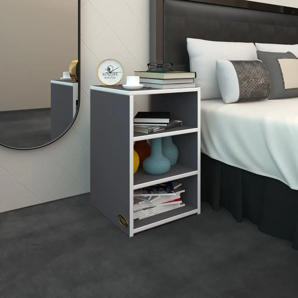 Kenzlife komodin panpan gri 60*39*39 komidin kitaplık ayakkabılık