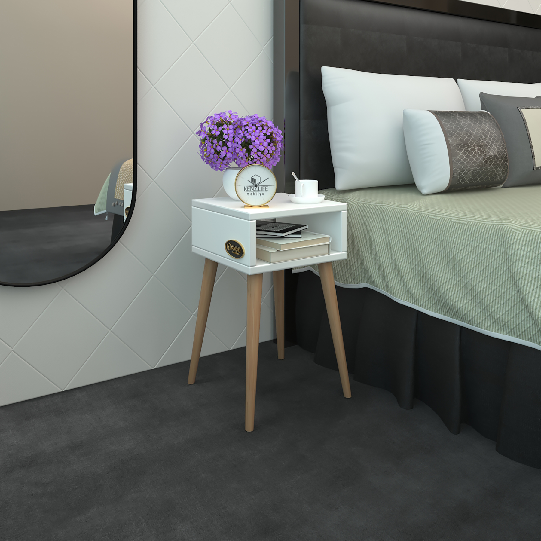 Kenzlife komodin ragnarok byz komidin 49*29*29 ahşap ayaklı