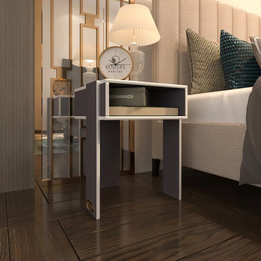 Kenzlife komodin sandro gri komidin 39*29*29 orta zigon sehpa minik boy (mng)