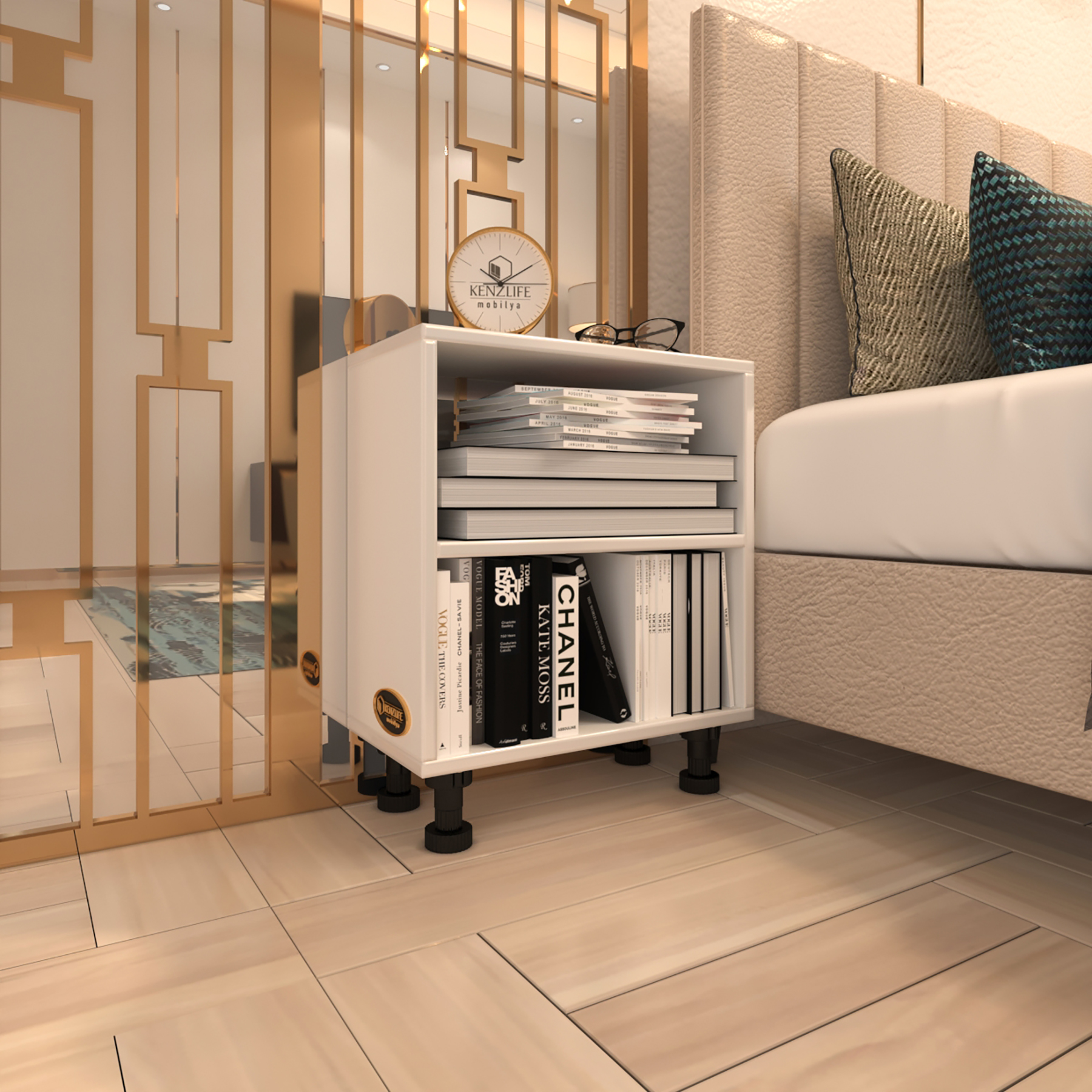 Kenzlife komodin tereşkova byz 47*39*19 mutfak banyo ofis dolabı komidin siyah ayaklı (m)