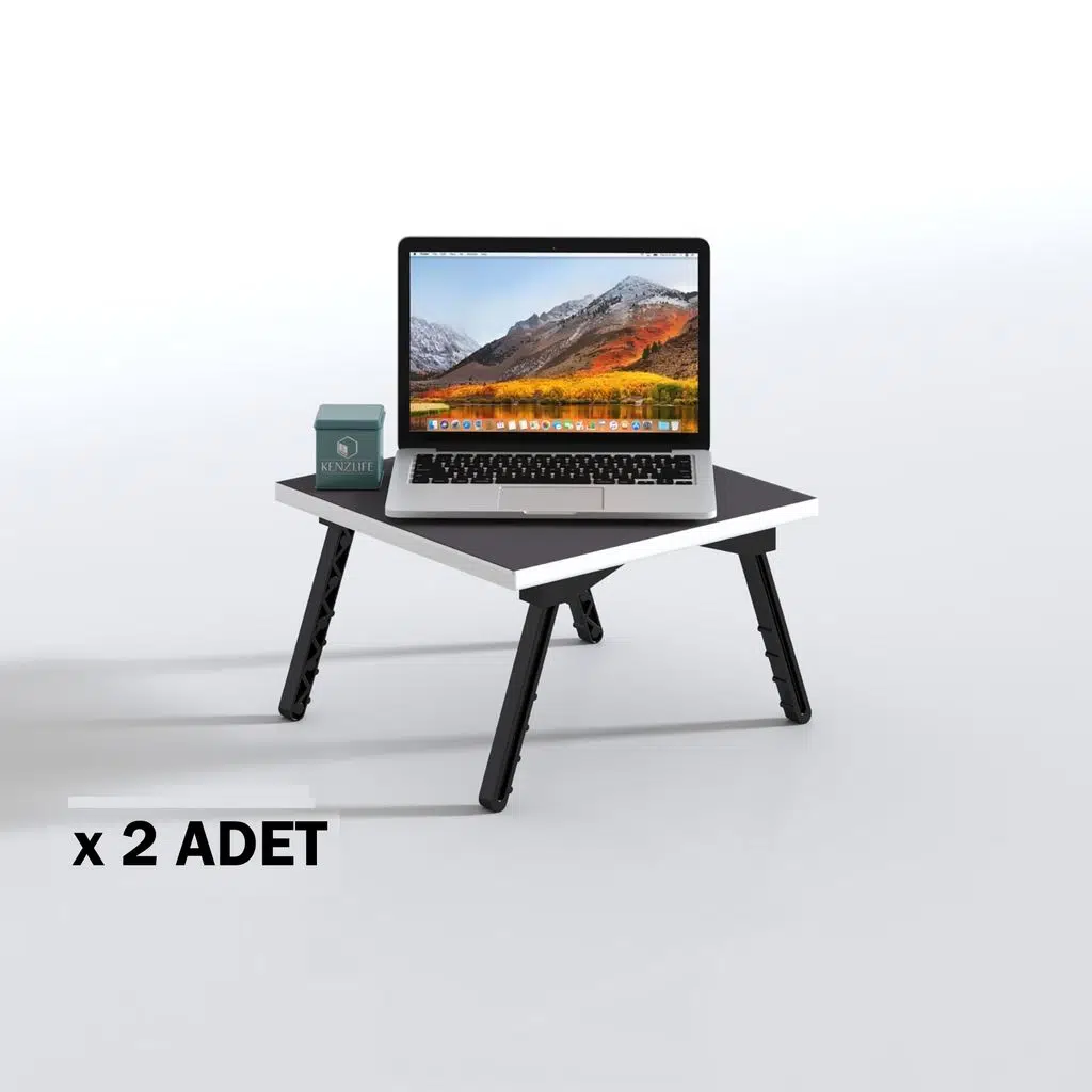 Kenzlife laptop dizüstü bilgisayar sehpası tankutay gri 2 li set 20*39*39 yemek sofra siyah ayak