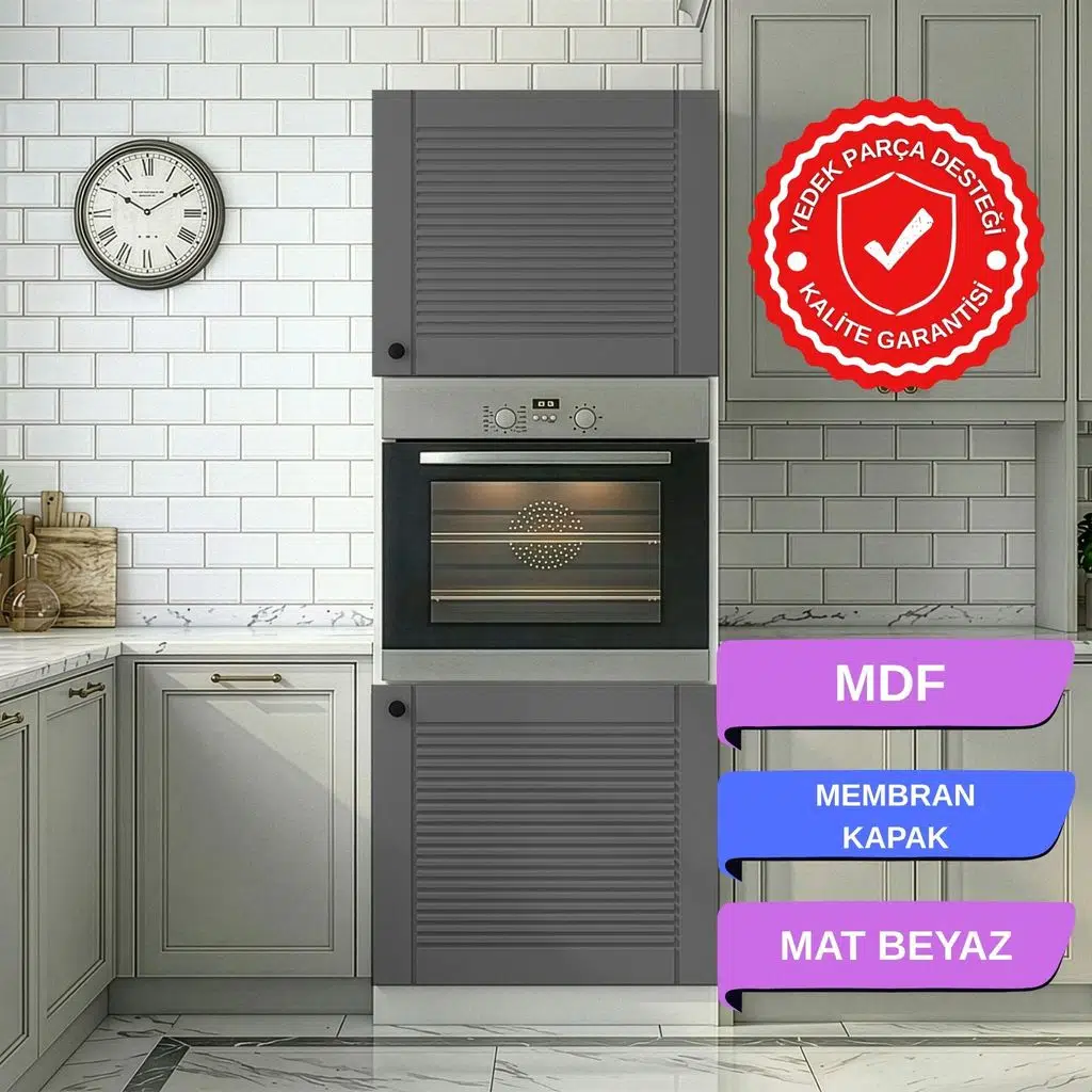 Kenzlife membran ankastre fırın dolabı bige gribyz panjur 180*60*56 mebran kapak MDF gövde