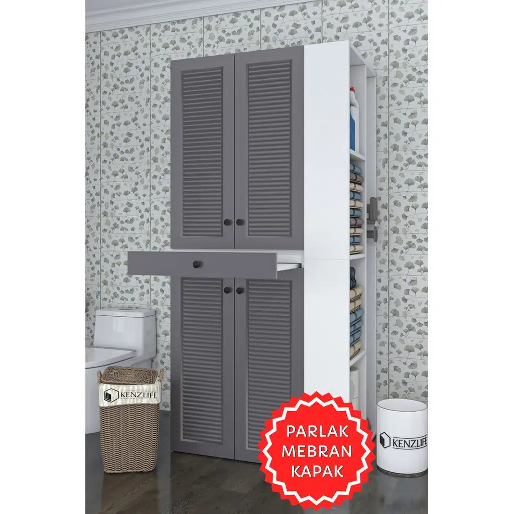 Kenzlife membran çamaşır-kurutma makinesi dolabı ahi evran sağ gribyz panjur 187*090*60 mebran kapak suntalam gövde