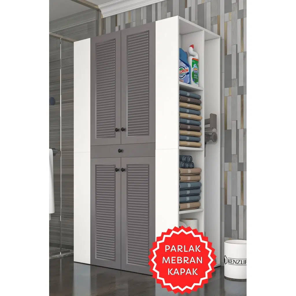 Kenzlife membran çamaşır-kurutma makinesi dolabı biruni gribyz panjur 187*110*60 mebran kapak suntalam gövde