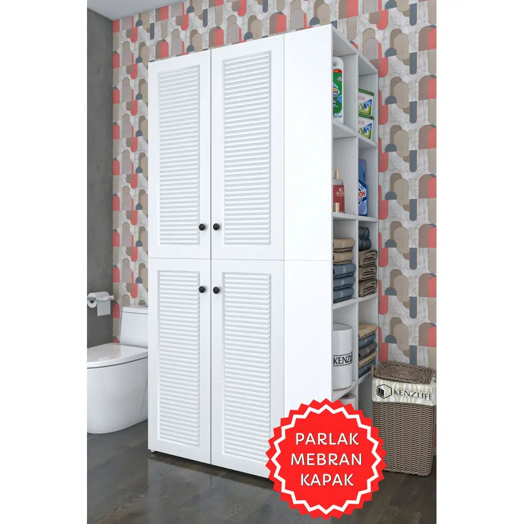 Kenzlife membran çamaşır-kurutma makinesi dolabı kapaklı fedyenka byzbyz 180*090*60 mebran kapak MDF gövde banyo arkalıksız