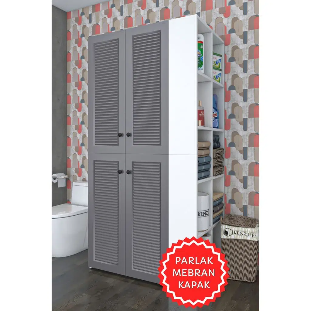 Kenzlife membran çamaşır-kurutma makinesi dolabı kapaklı fedyenka gribyz 180*090*60 mebran kapak suntalam gövde banyo arkalıksız