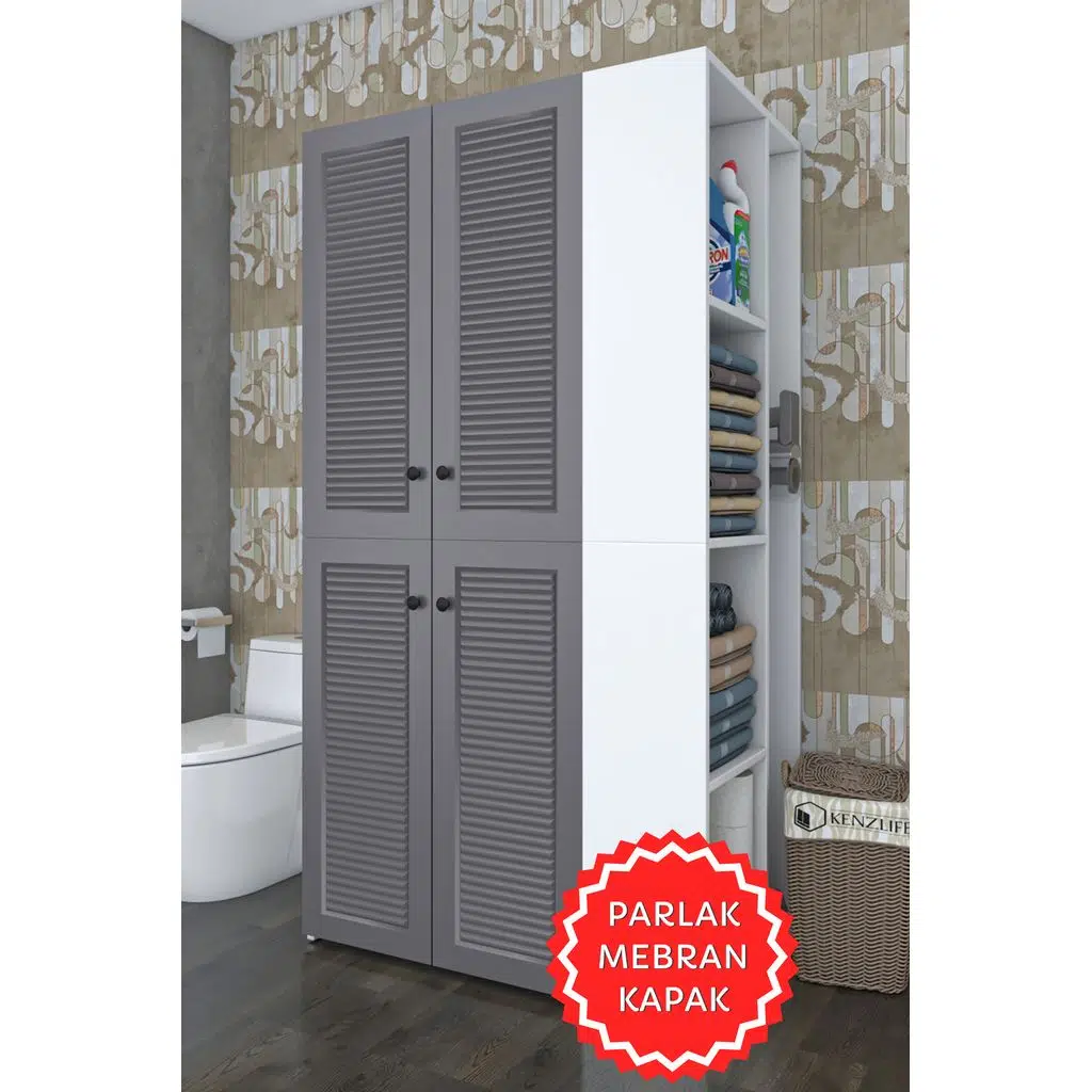 Kenzlife membran çamaşır-kurutma makinesi dolabı kapaklı foka gribyz 180*090*60 mebran kapak suntalam gövde banyo arkalıksız