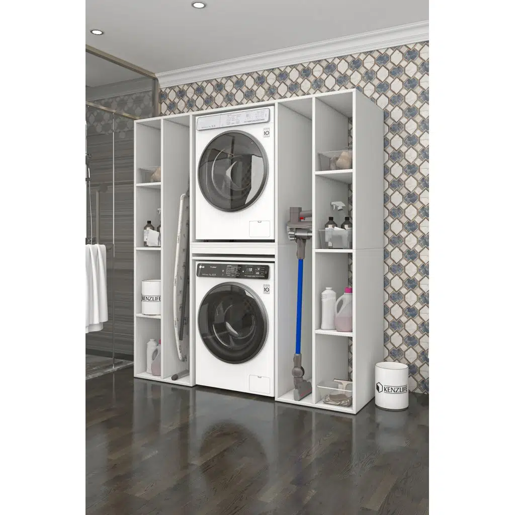 Kenzlife membran çamaşır-kurutma makinesi dolabı nazzam byzbyz 187*170*60 çekmeceli raflı mebran kapak suntalam gövde banyo