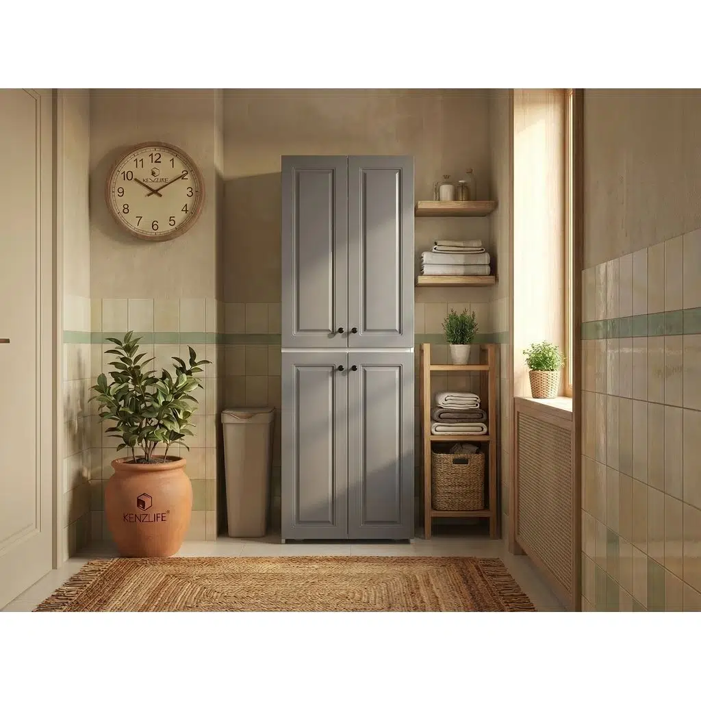 Kenzlife membran çamaşır-kurutma makinesi dolabı roksana gribyz çerçeve 180*70*60 mebran kapak suntalam gövde banyo çift katlı arkalıksız