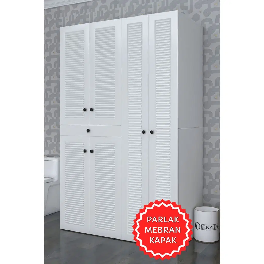 Kenzlife membran çamaşır-kurutma makinesi dolabı şahrur sağ byzbyz 187*120*60 çekmeceli mebran kapak MDF gövde banyo