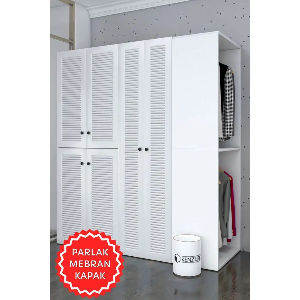 Kenzlife membran çamaşır-kurutma makinesi dolabı ve giysi dolabı bistami sağ byzbyz panjur 180*160*60 mebran kapak MDF gövde
