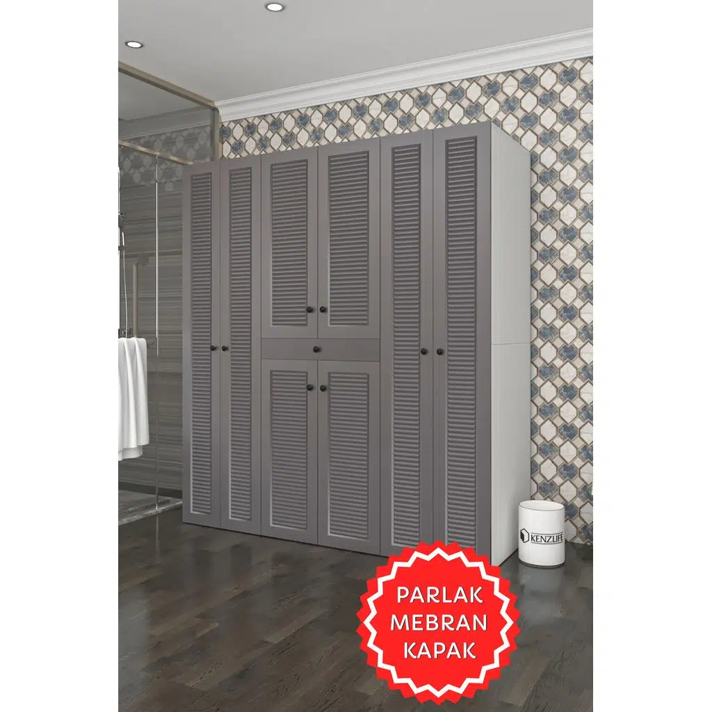 Kenzlife membran çamaşır-kurutma makinesi dolabı ve giysi dolabı suyuti sol gribyz 180*170*60 mebran kapak MDF gövde banyo