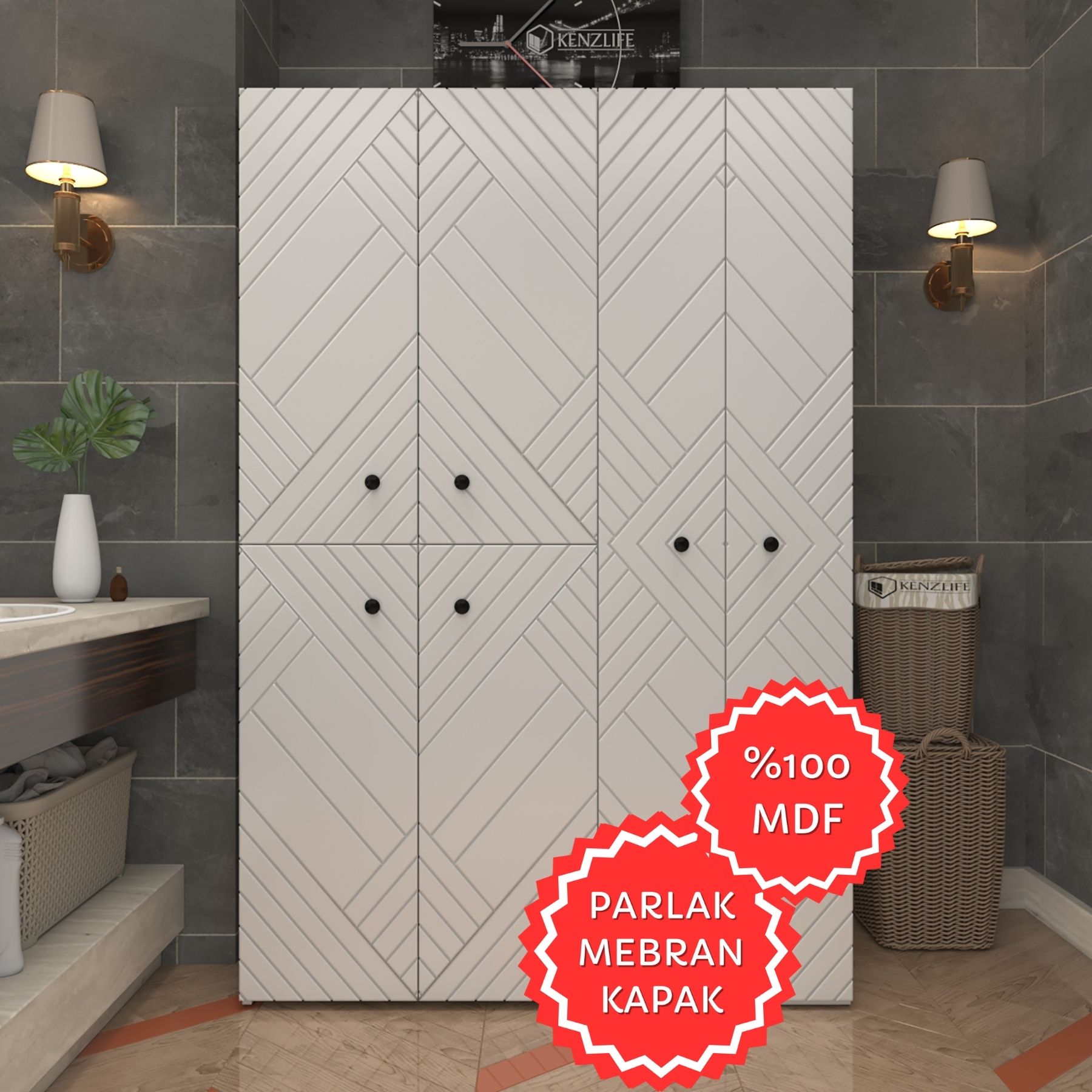 Kenzlife membran çamaşır kurutma makinesi dolabı yaromira byzbyz köşeli 180*120*64 mebran kapak MDF gövde