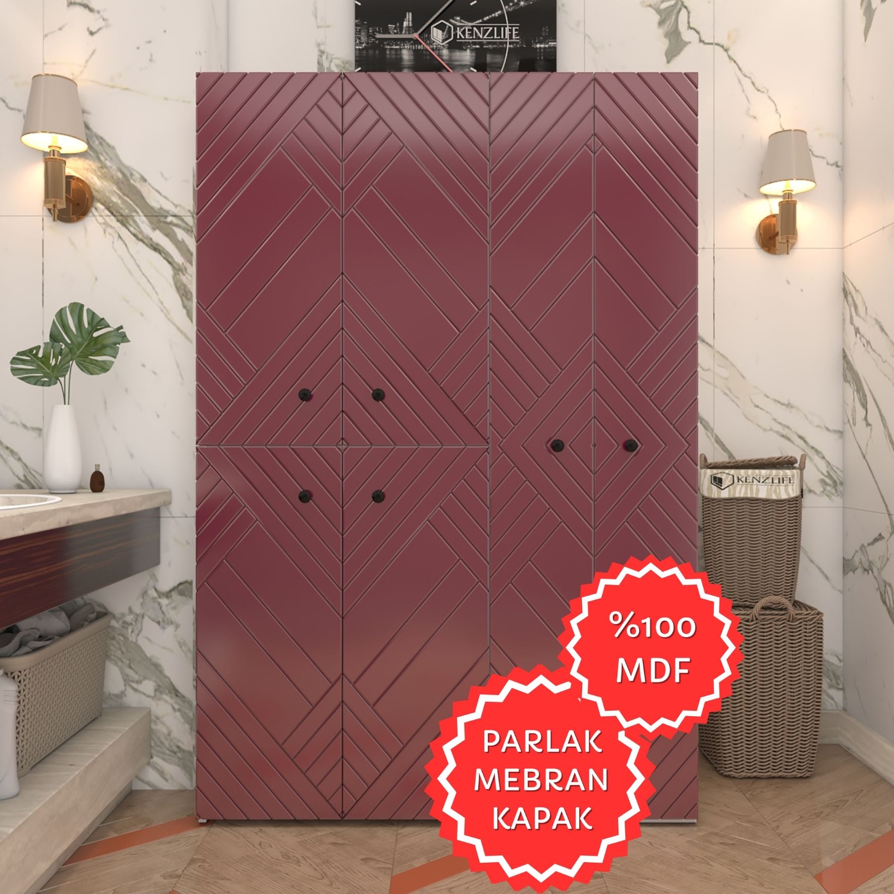 Kenzlife membran çamaşır kurutma makinesi dolabı yaromira fşybyz köşeli 180*120*64 mebran kapak MDF gövde
