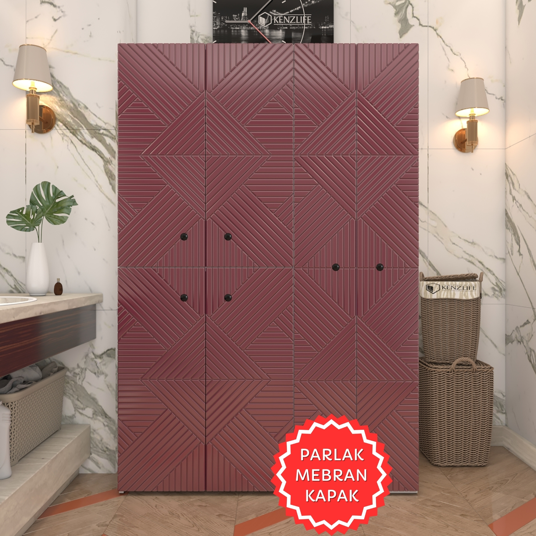 Kenzlife membran çamaşır kurutma makinesi dolabı yaromira fşybyz üçgen 180*120*64 mebran kapak suntalam gövde