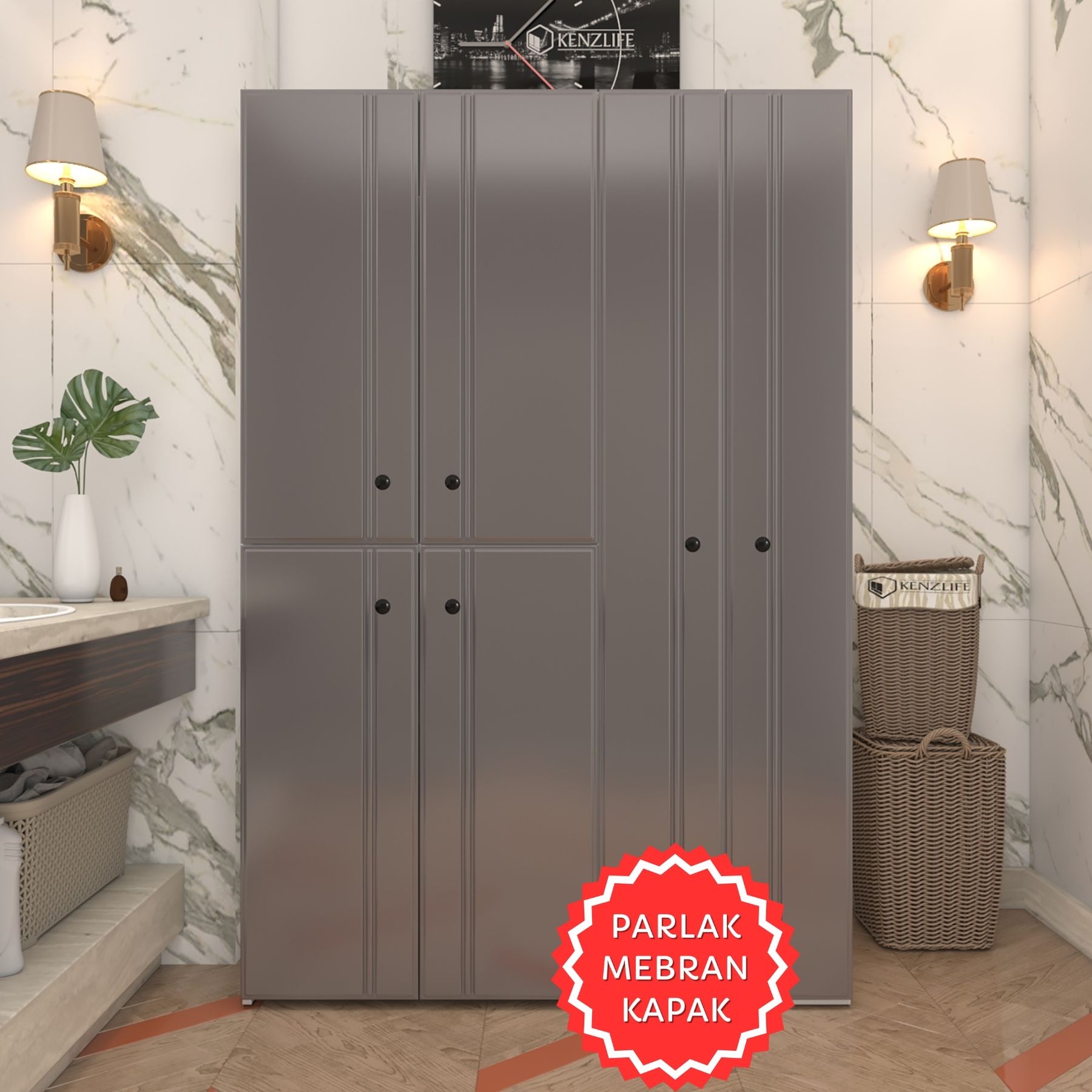 Kenzlife membran çamaşır kurutma makinesi dolabı yaromira gribyz sadelim 180*120*64 mebran kapak suntalam gövde