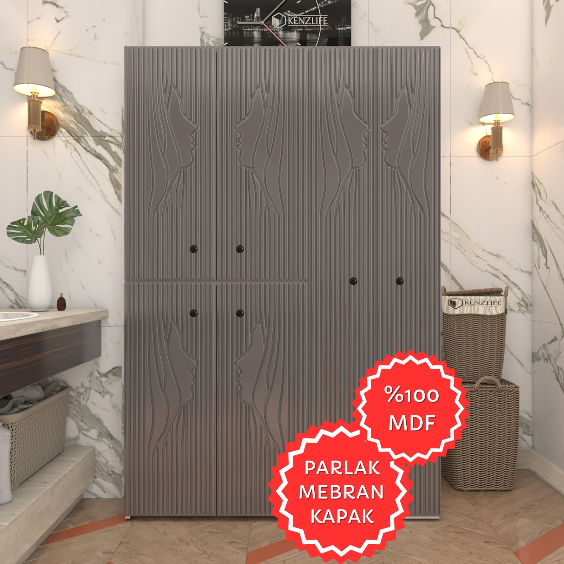 Kenzlife membran çamaşır kurutma makinesi dolabı yaromira gribyz yüzyüze 180*120*64 mebran kapak MDF gövde