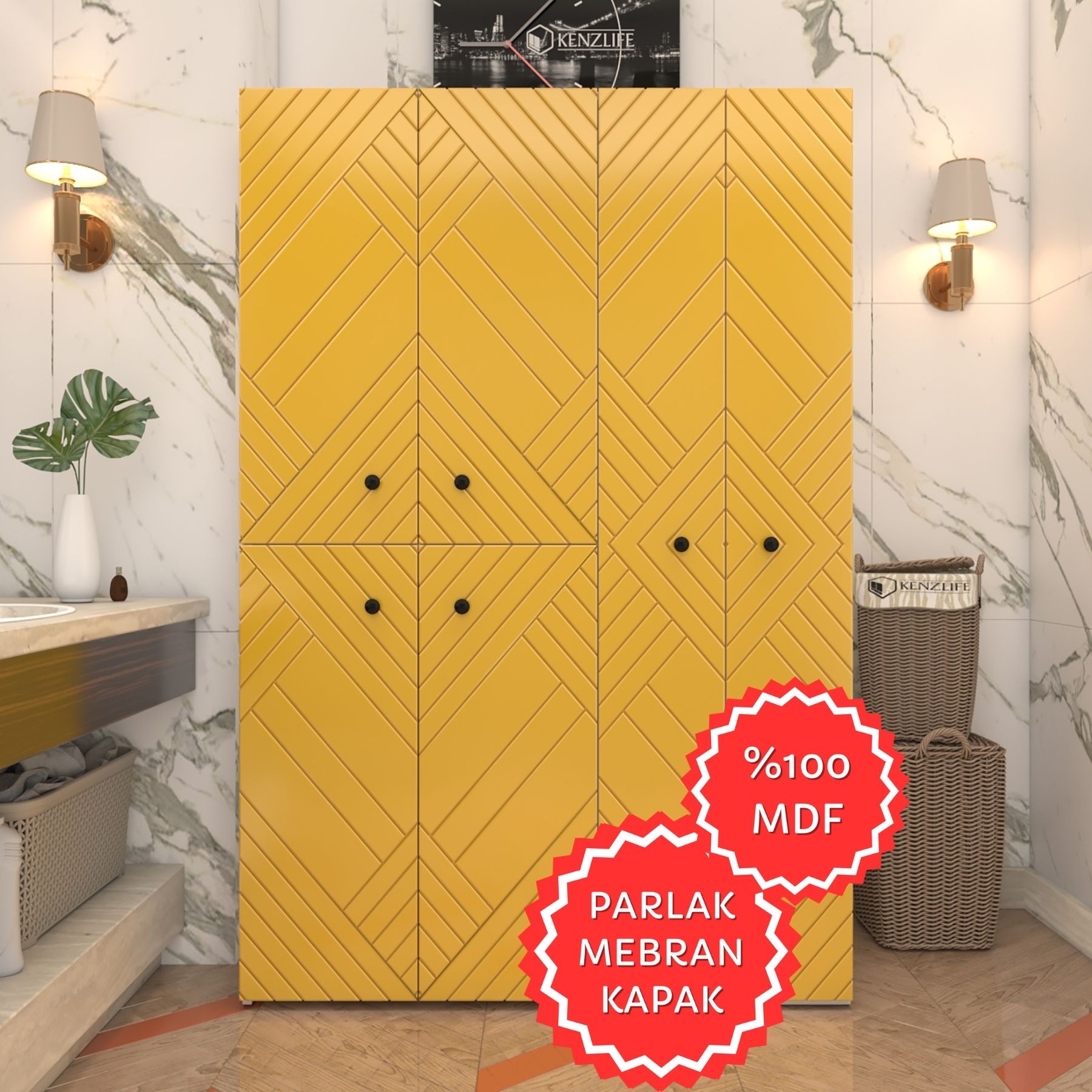 Kenzlife membran çamaşır kurutma makinesi dolabı yaromira hrdbyz köşeli 180*120*64 mebran kapak MDF gövde