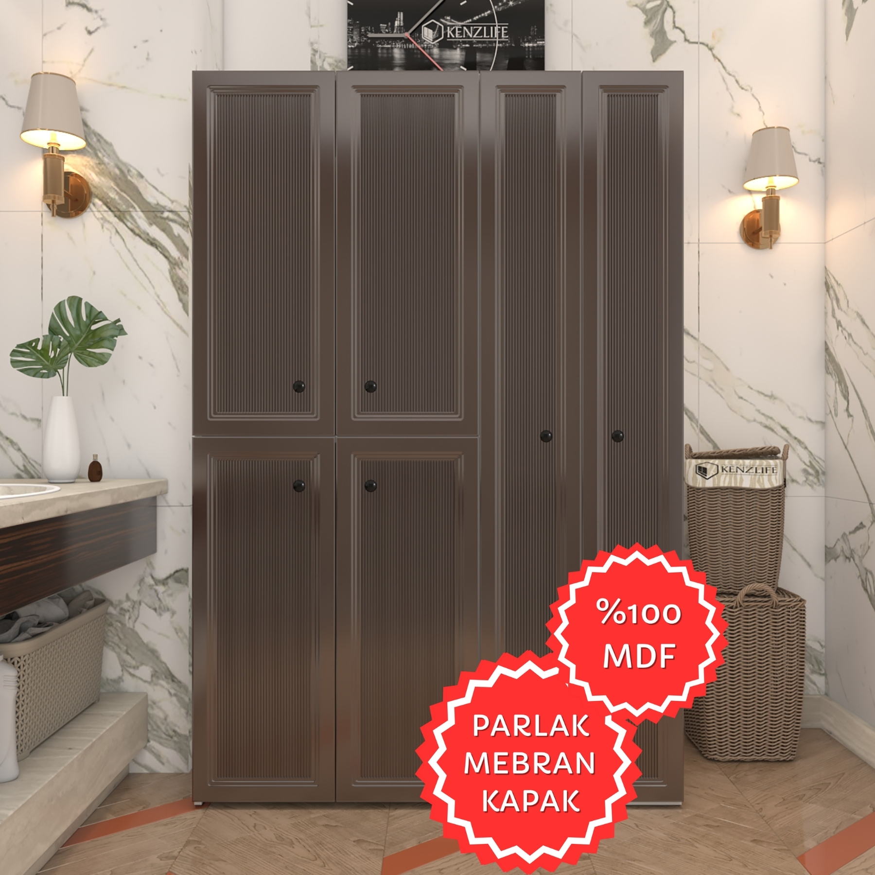 Kenzlife membran çamaşır kurutma makinesi dolabı yaromira khvbyz tiril 180*120*64 mebran kapak MDF gövde