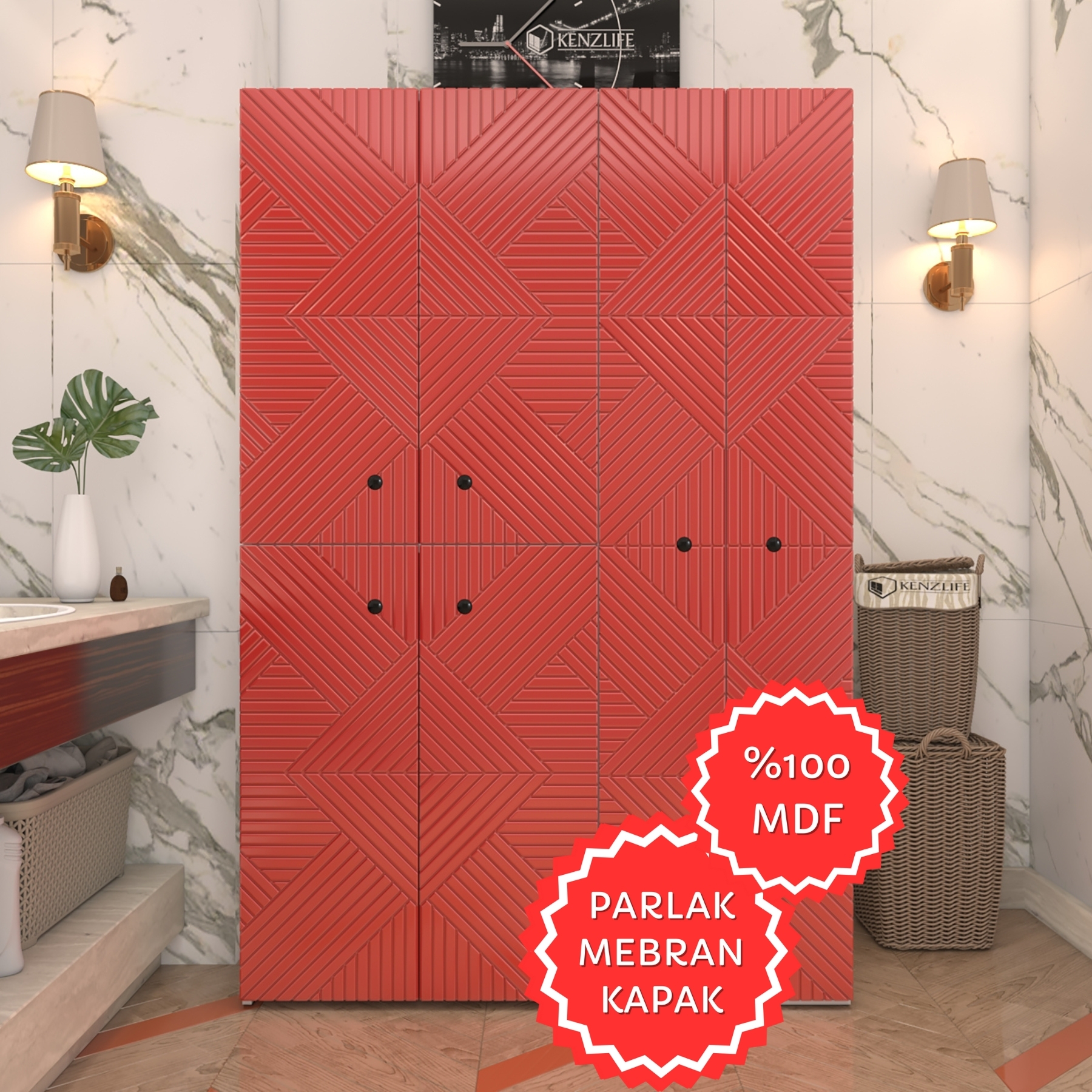 Kenzlife membran çamaşır kurutma makinesi dolabı yaromira krmbyz üçgen 180*120*64 mebran kapak MDF gövde