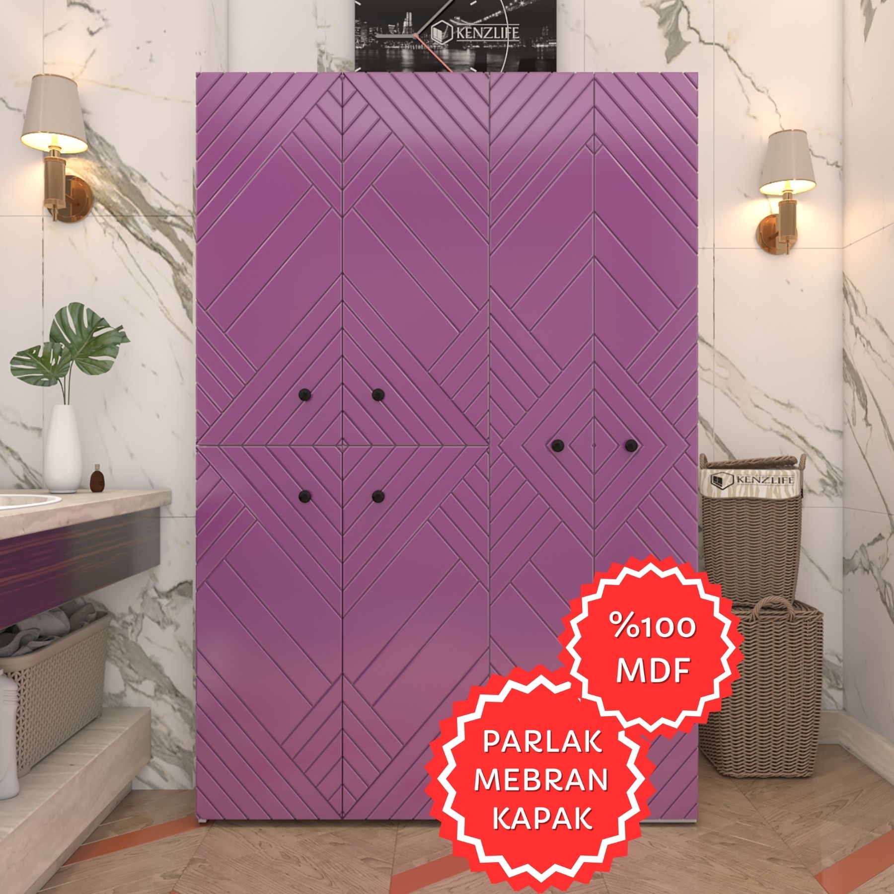 Kenzlife membran çamaşır kurutma makinesi dolabı yaromira llabyz köşeli 180*120*64 mebran kapak MDF gövde