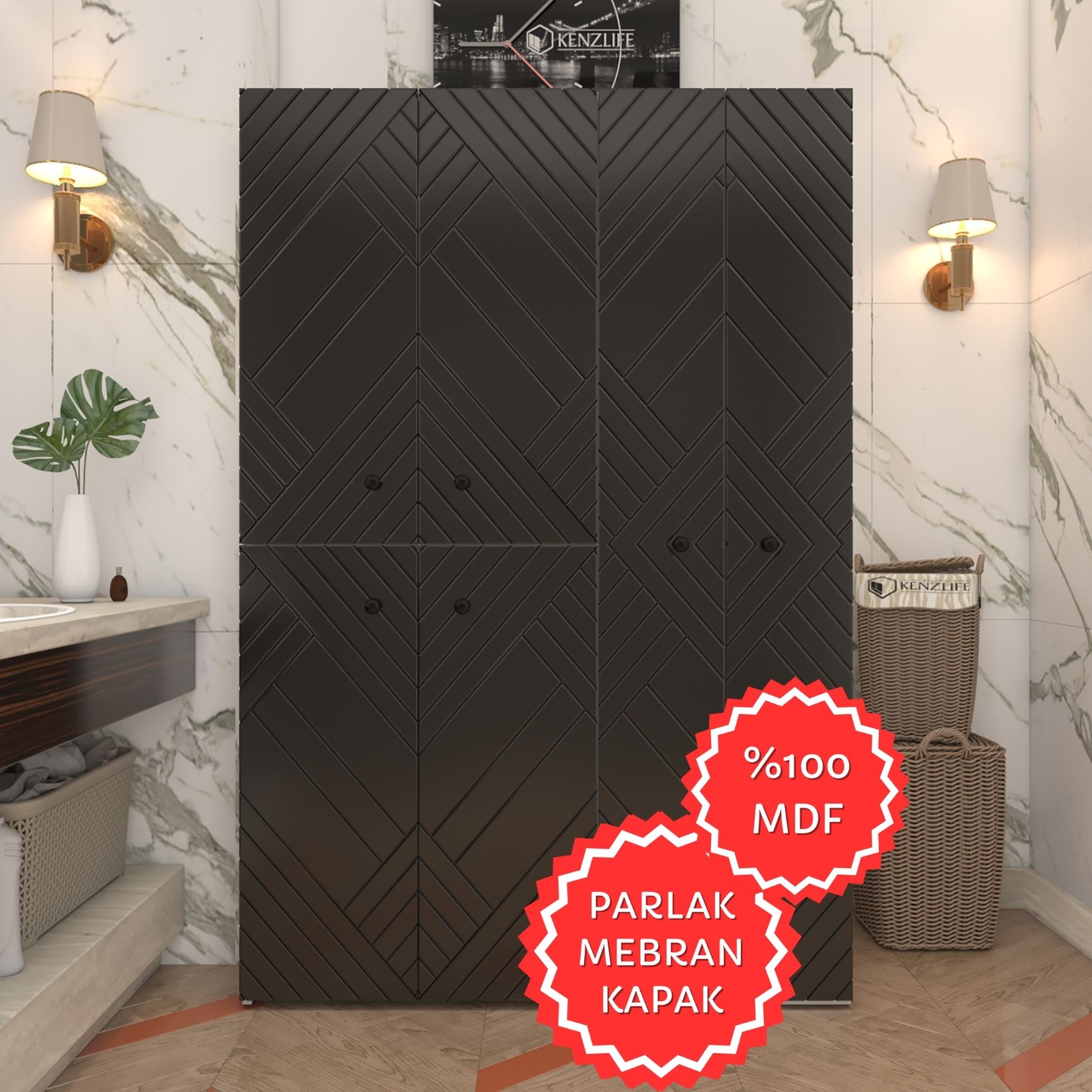 Kenzlife membran çamaşır kurutma makinesi dolabı yaromira syhbyz köşeli 180*120*64 mebran kapak MDF gövde