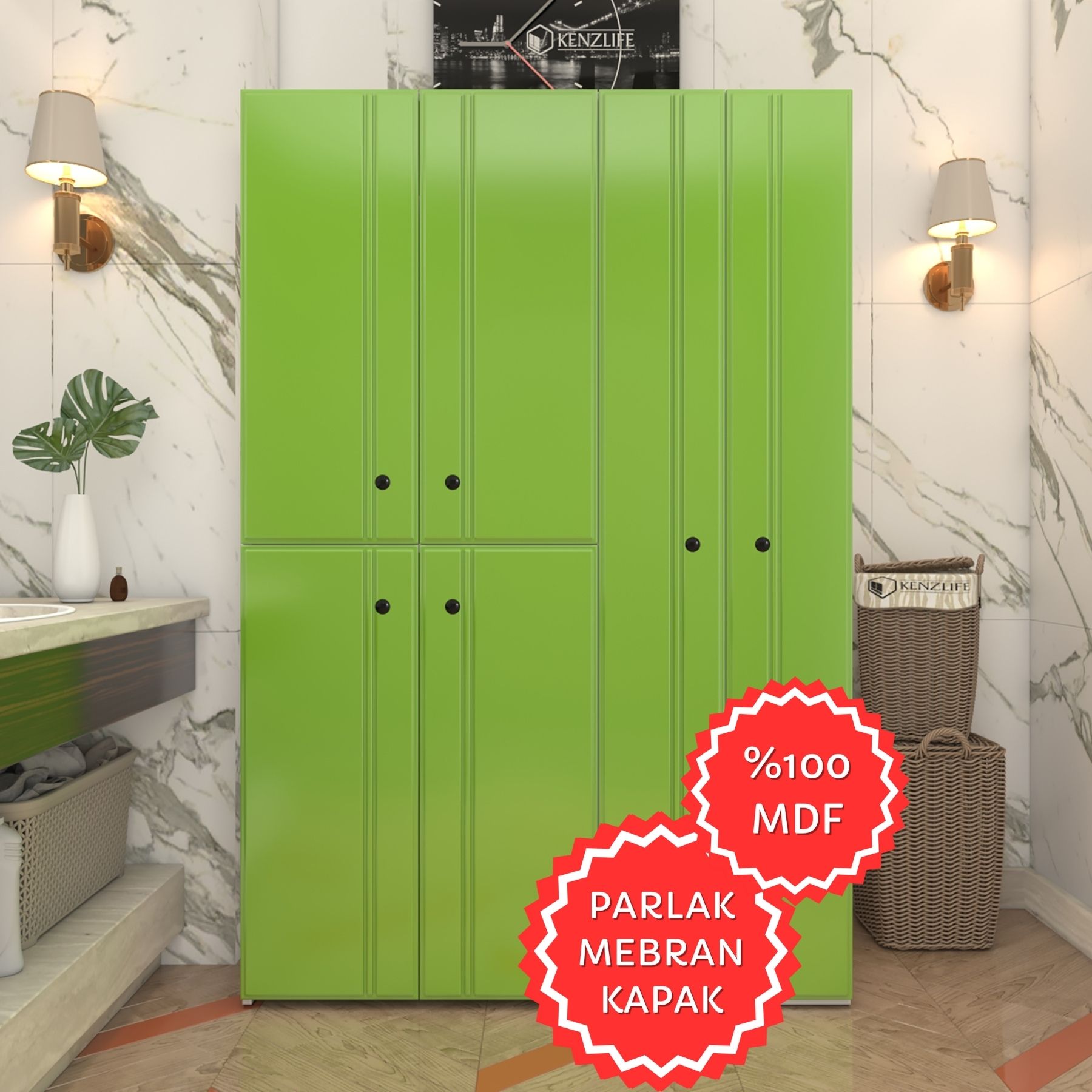 Kenzlife membran çamaşır kurutma makinesi dolabı yaromira yşlbyz sadelim 180*120*64 mebran kapak MDF gövde