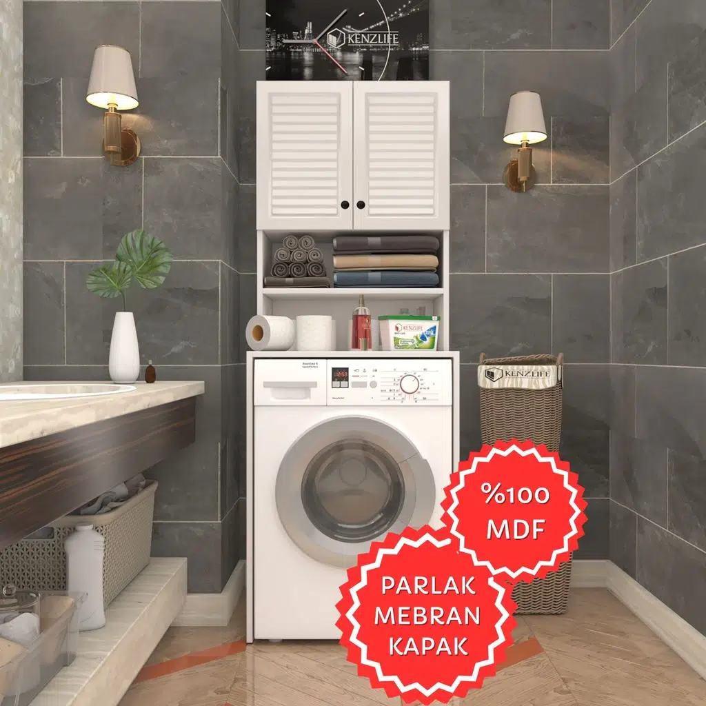 Kenzlife membran çamaşır makinesi dolabı hayzum byzbyz panjur 180*66*55 mebran kapak MDF gövde