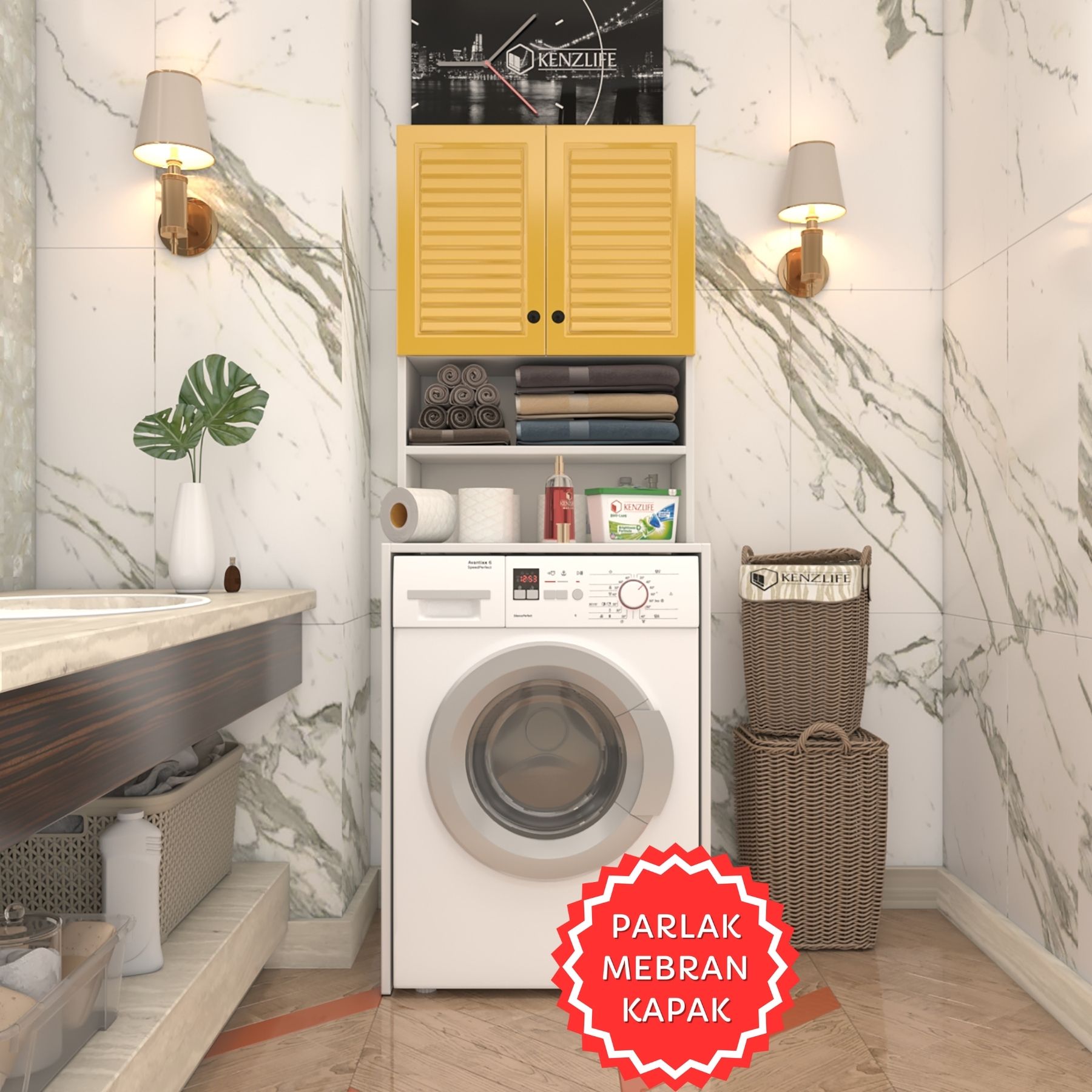 Kenzlife membran çamaşır makinesi dolabı hayzum hrdbyz panjur 180*66*55 mebran kapak suntalam gövde